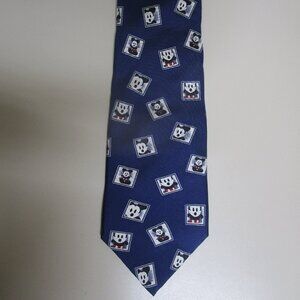 Disney Mickey ‘s world rare silk tie Italy blue with postage stamps EUC